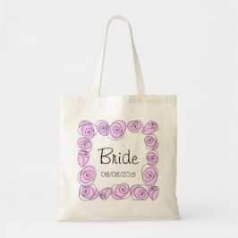 Rozen Lila vierkant "Bride" "Date" canvas tas