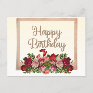  Rozen, Lily van de Valley Happy Birthday Briefkaart