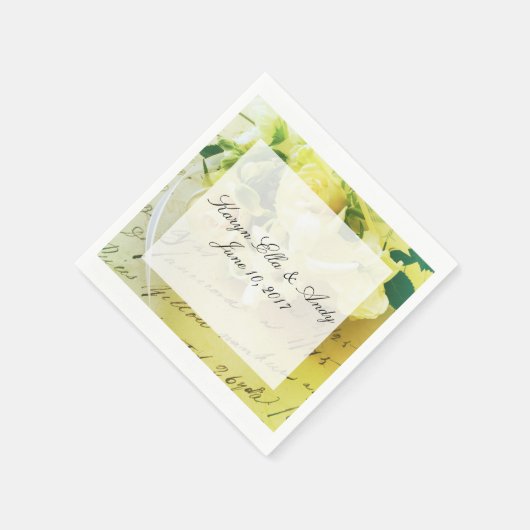 Rozen, lint, oud handschrift met tekstgebied servetten (Hoek)