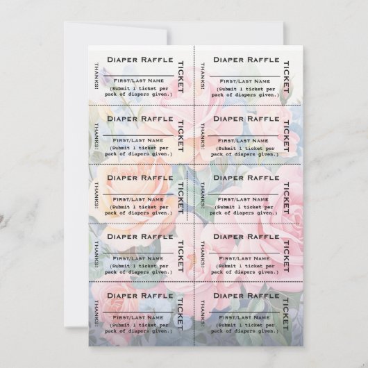 Rozen Luier Raffle Tickets Plain Typografie Kaart (Voorkant)