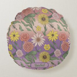 Rozen, madeliefjes, zonnebloemen en lelies rond kussen