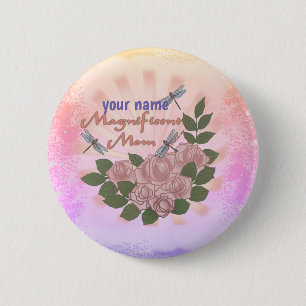 Rozen Magnificent Mom op maat Ronde Button 5,7 Cm