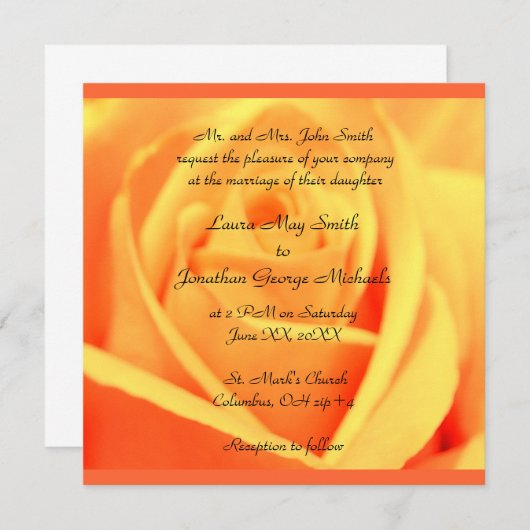 Rozen - Mango - sunset border - bruiloft nodigen Kaart (Voorkant / Achterkant)