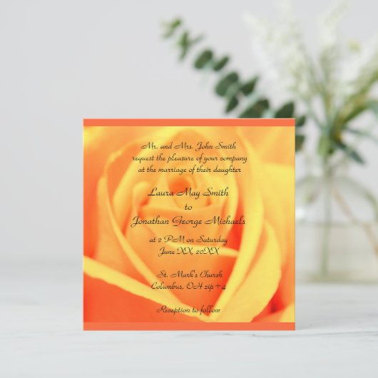 Rozen - Mango - sunset border - bruiloft nodigen Kaart (Staand voorkant)