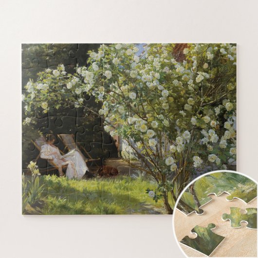 Rozen. Marie Krøyer zittend in de dekstoel Legpuzzel