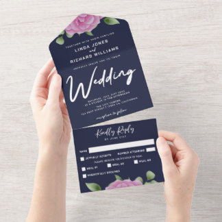 Rozen marine All in One Wedding Invitation Uitnodiging