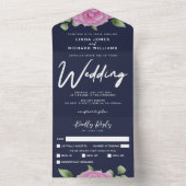 Rozen marine All in One Wedding Invitation Uitnodiging (Binnen)