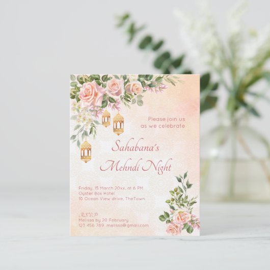 Rozen Marokkaanse lantaarns mehndi (Staand voorkant)