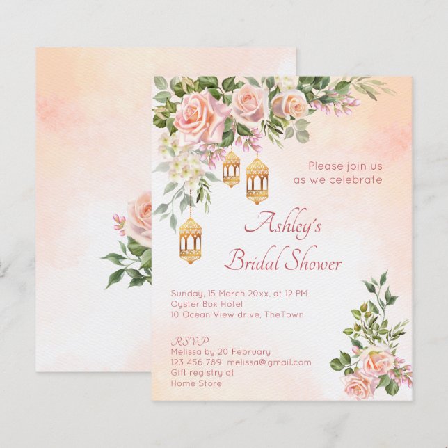 Rozen Marokkaanse lantaarns vrijgezellenfeest (Voorkant / Achterkant)