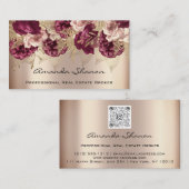 Rozen Marsala Logo QR CODE voor de bruiloft Visitekaartje (Voorkant / Achterkant)