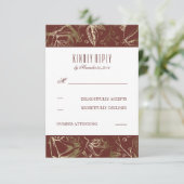 Rozen Marsala Wedding RSVP Kaartje (Staand voorkant)