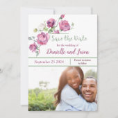 Rozen Mauve en Sage Foto opslaan Datum Aankondiging (Voorkant)