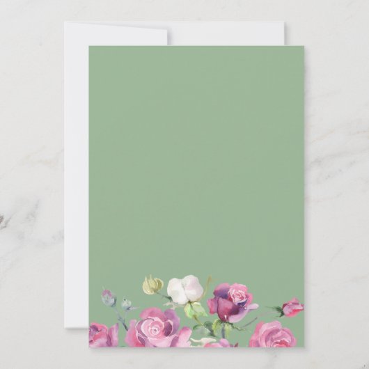 Rozen Mauve en Sage Foto opslaan Datum Aankondiging (Achterkant)