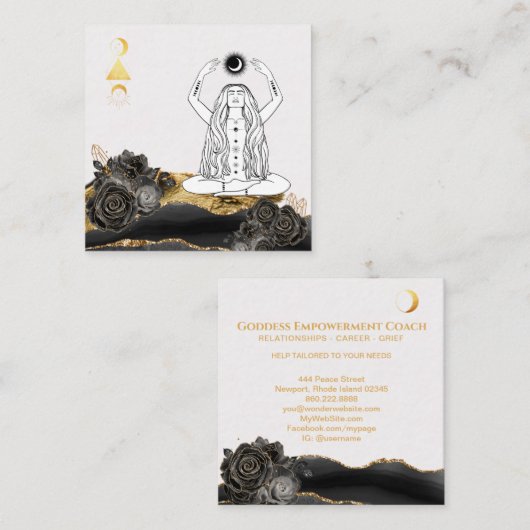 *~* Rozen Meditation Moon Luna Boho Goddess Yoga Vierkante Visitekaartje (Voorkant / Achterkant)