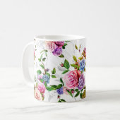 Rozen met bladeren en kamille met kornfl koffiemok (Voorkant links)