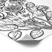 Rozen met Butterfly Kleurplaat Afdrukbaar Poster (Hoek)