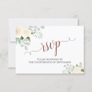 Rozen met champagne Peach Elegant Boho Wedding RSVP Kaartje