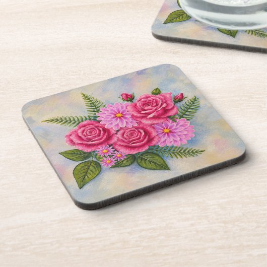 Rozen met Dahlias Bier Onderzetter (Linkerzijde)