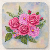 Rozen met Dahlias Bier Onderzetter (Voorkant)