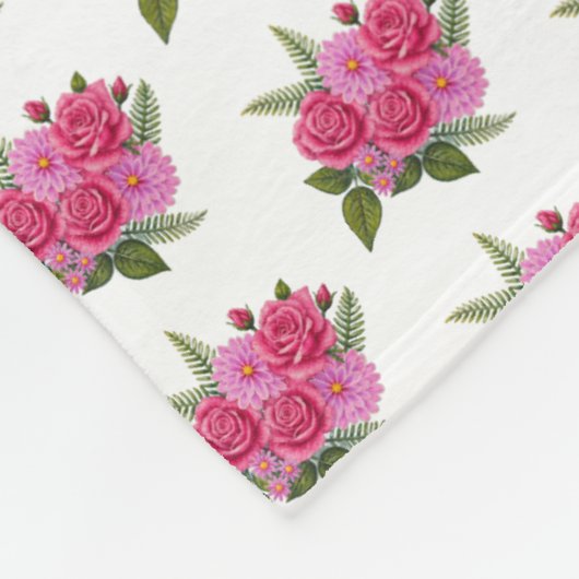 Rozen met Dahlias Fleece Deken (Hoek)