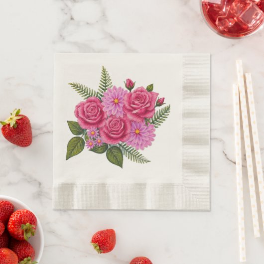Rozen met Dahlias gemunt Servet (Insitu)