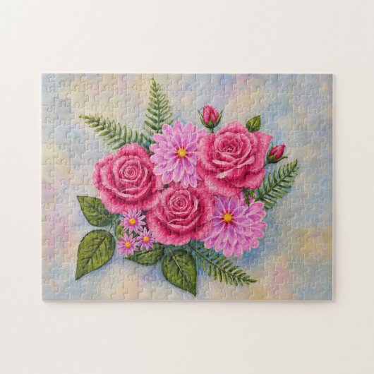 Rozen met Dahlias Legpuzzel (Horizontaal)