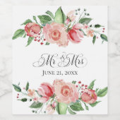 Rozen met de heer & mevrouw over witte wijn wijn etiket (Enkel label)