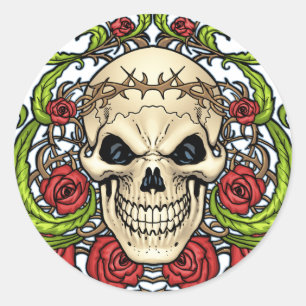 Rozen met de kroon van Thorns door Al Rio Ronde Sticker