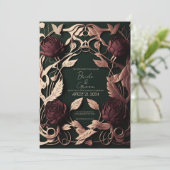 Rozen met donkergroen en goud kaart (Staand voorkant)