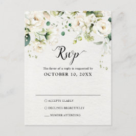 Rozen met een botanische bruiloft RSVP Briefkaart