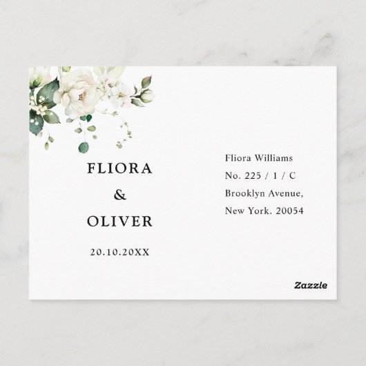 Rozen met een botanische bruiloft RSVP Briefkaart (Achterkant)