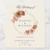 rozen met een persoonlijke bruiloft wijn etiket (Enkel label)