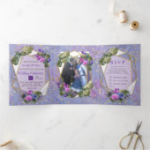 Rozen met een zeer hoog Periblauw-violet en TULIPS Drieluik Wenskaart (Binnen)