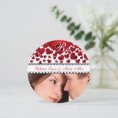 Rozen met een zwart en rood hart Wedden Opslaan Da Save The Date (Staand voorkant)