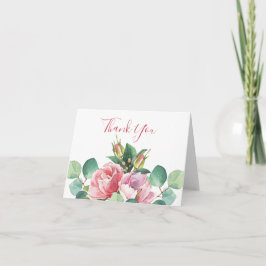 Rozen met Eucalyptus Gevouwen Bedankkaart