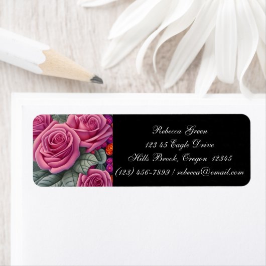 Rozen met fijne pasta-roze bruiloft etiket (Insitu)