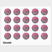 Rozen met fijne pasta-roze bruiloft ronde sticker (Vel)