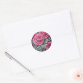 Rozen met fijne pasta-roze bruiloft ronde sticker (Envelop)