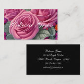 Rozen met fijne pasta-roze bruiloft visitekaartje (Voorkant / Achterkant)