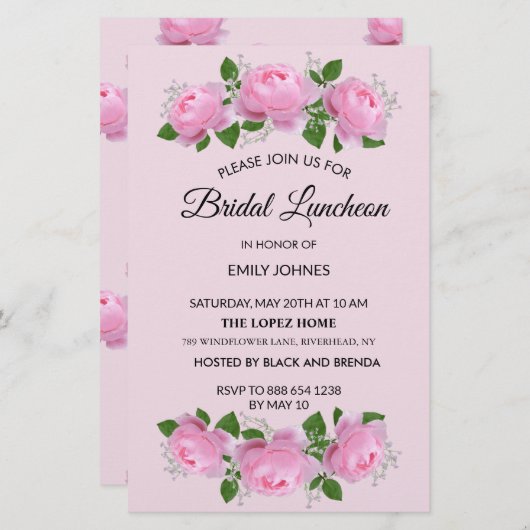 Rozen met fraaie roze, Bridal Luncheon Briefpapier (Voorkant / Achterkant)