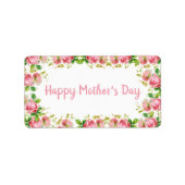  rozen met gekleurde roze - Happy Moederdag Etiket (Voorkant)