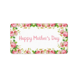  rozen met gekleurde roze - Happy Moederdag Etiket