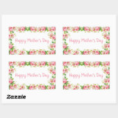  rozen met gekleurde roze - Happy Moederdag Rechthoekige Sticker (Vel)