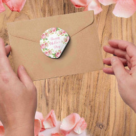  rozen met gekleurde roze - Happy Moederdag Ronde Sticker