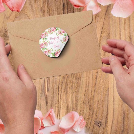  rozen met gekleurde roze - Happy Moederdag Ronde Sticker