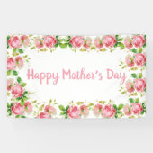  rozen met gekleurde roze - Happy Moederdag Spandoek (Horizontaal)