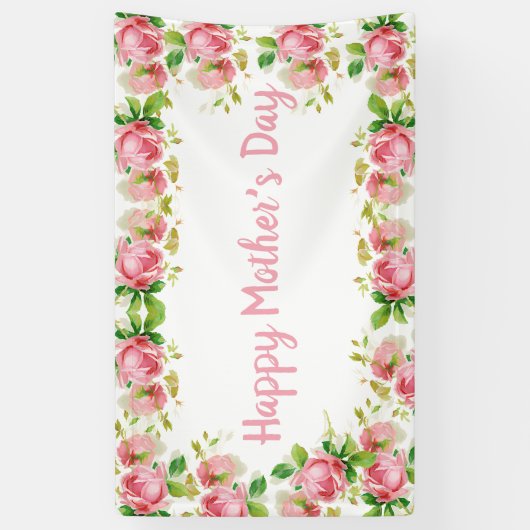  rozen met gekleurde roze - Happy Moederdag Spandoek (Verticaal)