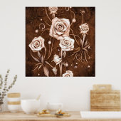 Rozen met geschilde sepia poster (Keuken)