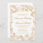 Rozen met goudfolie schitteren moderne elegante br kaart (Voorkant / Achterkant)