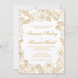 Rozen met goudfolie schitteren moderne elegante br kaart